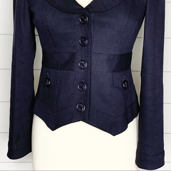 Adorable Nanette Lepore Navy Puff Sleeve Blazer - Picture 3 of 9
